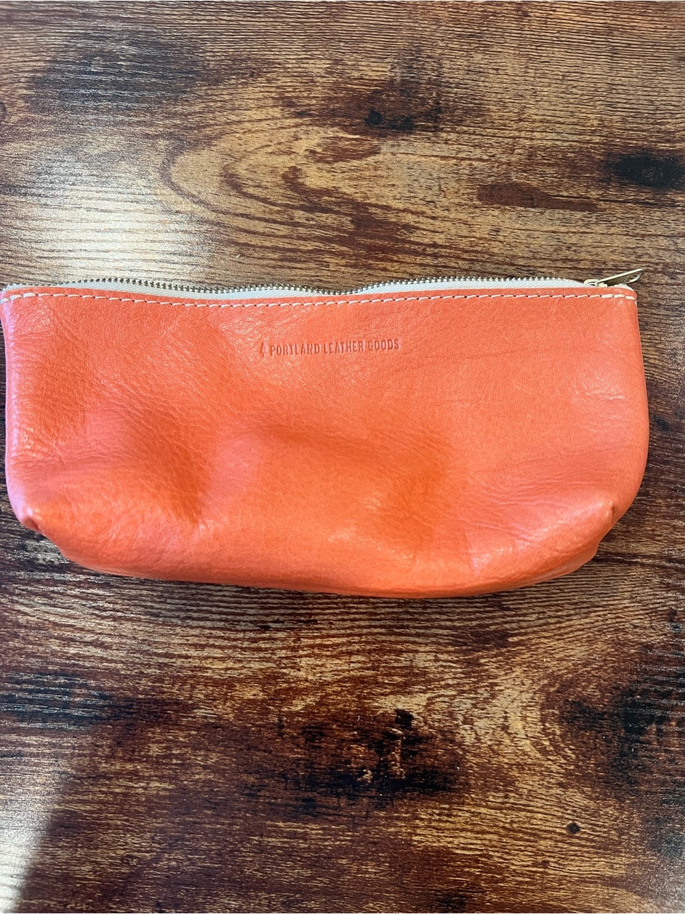 Portland Leather Orange Leather Travel Pouch